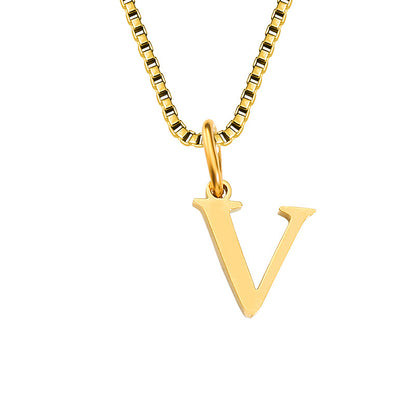 Vintage Style Letter Stainless Steel Plating Pendant Necklace