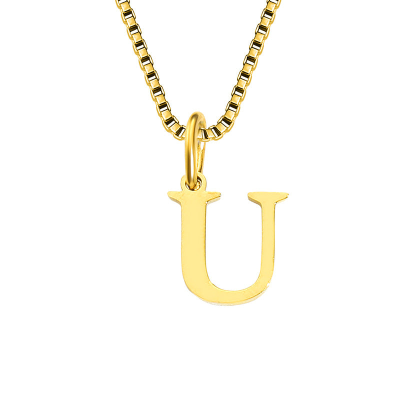 Vintage Style Letter Stainless Steel Plating Pendant Necklace