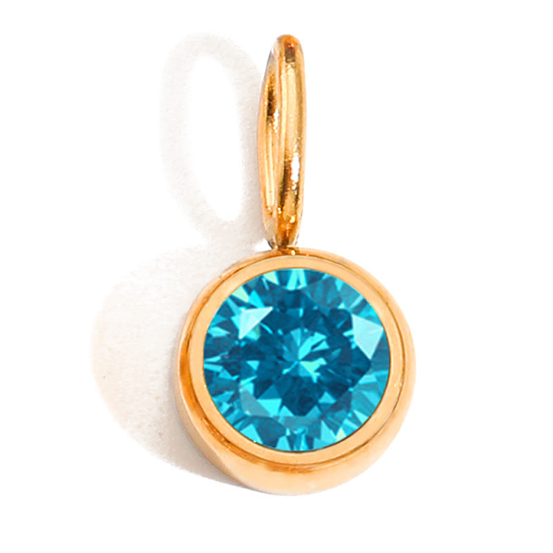 1 Piece Stainless Steel Rhinestones 14K Gold Plated Rose Gold Plated Round Polished Pendant