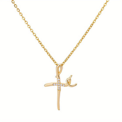 Simple Style Cross Copper Plating Inlay Zircon Gold Plated Pendant Necklace Necklace Choker