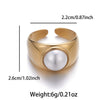 Vintage Style Round Stainless Steel Inlay Pearl Open Rings