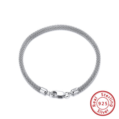 Hip-hop Solid Color Sterling Silver Polishing Plating White Gold Plated Rhodium Plated Silver Plated Bracelets