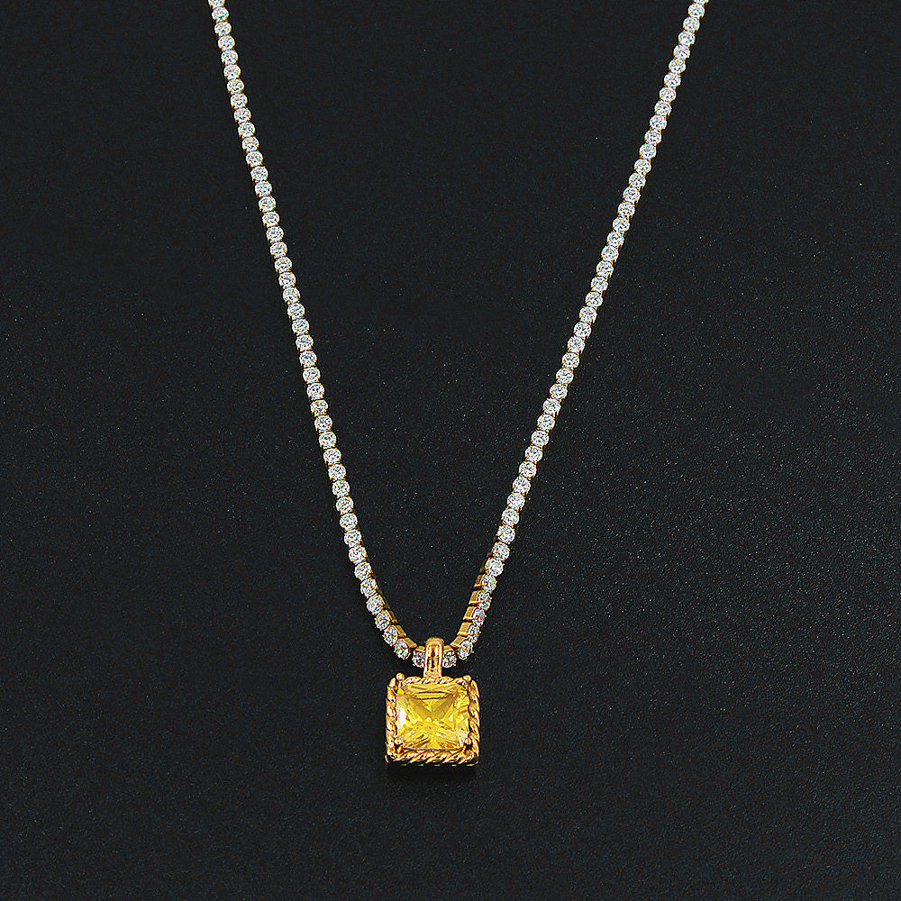 Simple Style Square Stainless Steel Plating Inlay Zircon Pendant Necklace