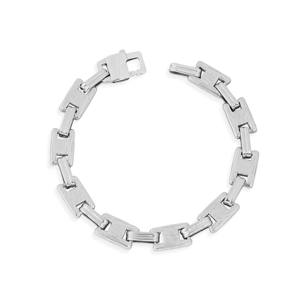 Lady Rectangle Stainless Steel Plating Bracelets Necklace