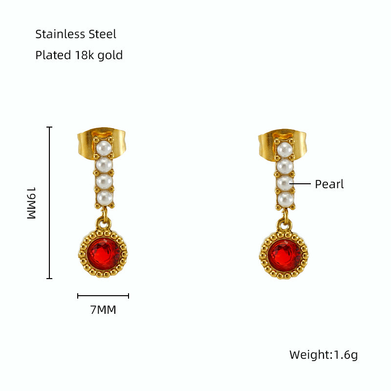 1 Pair Elegant Classical Vintage Style Star Heart Shape Rectangle Plating Inlay Stainless Steel Zircon 18k Gold Plated Drop Earrings