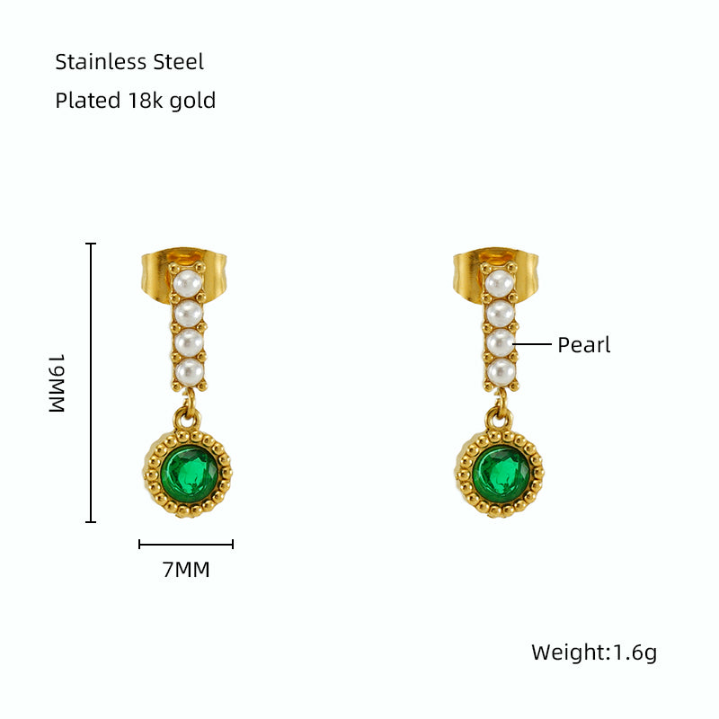 1 Pair Elegant Classical Vintage Style Star Heart Shape Rectangle Plating Inlay Stainless Steel Zircon 18k Gold Plated Drop Earrings