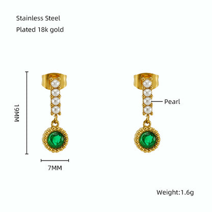 1 Pair Elegant Classical Vintage Style Star Heart Shape Rectangle Plating Inlay Stainless Steel Zircon 18k Gold Plated Drop Earrings