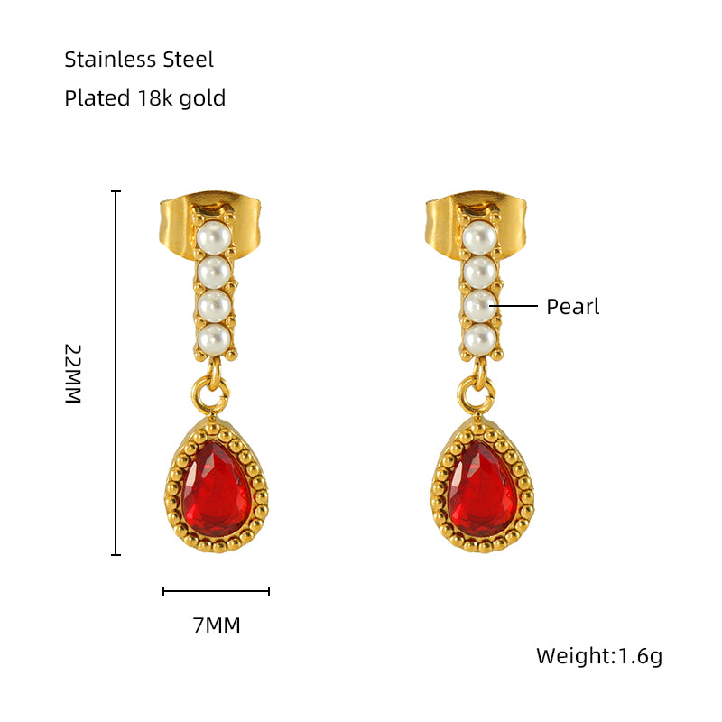 1 Pair Elegant Classical Vintage Style Star Heart Shape Rectangle Plating Inlay Stainless Steel Zircon 18k Gold Plated Drop Earrings