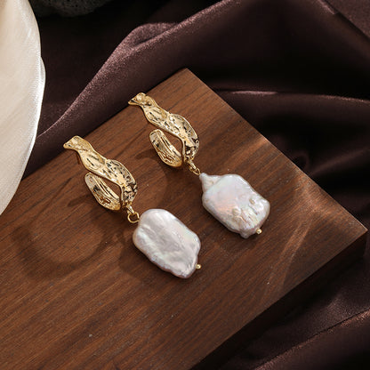 1 Pair Retro Baroque Style Irregular Pearl Plating Copper 18k Gold Plated Silver Plated Drop Earrings
