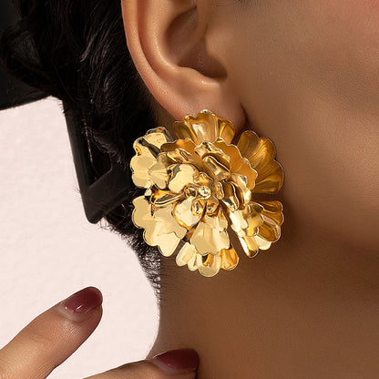 1 Pair Ig Style Simple Style Flower Plating Ferroalloy 14k Gold Plated Ear Studs