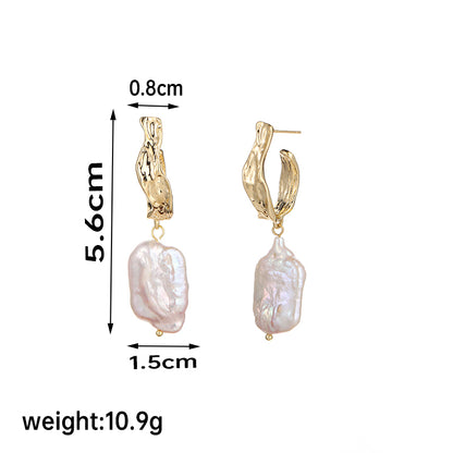 1 Pair Retro Baroque Style Irregular Pearl Plating Copper 18k Gold Plated Silver Plated Drop Earrings