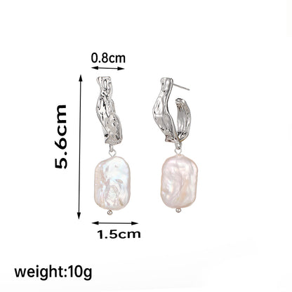 1 Pair Retro Baroque Style Irregular Pearl Plating Copper 18k Gold Plated Silver Plated Drop Earrings