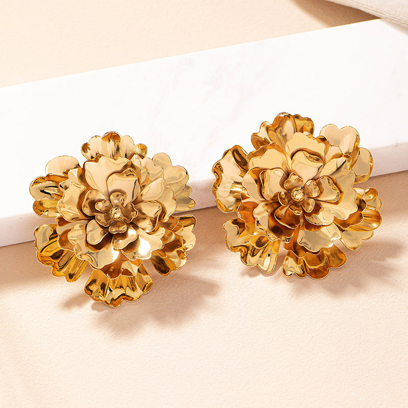 1 Pair Ig Style Simple Style Flower Plating Ferroalloy 14k Gold Plated Ear Studs