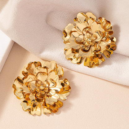 1 Pair Ig Style Simple Style Flower Plating Ferroalloy 14k Gold Plated Ear Studs