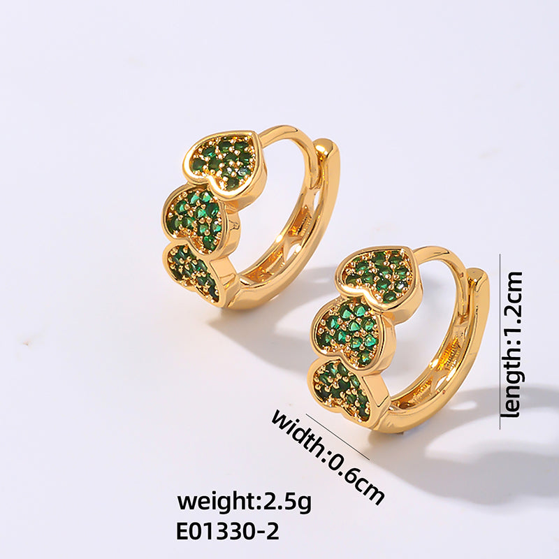 1 Pair Vintage Style Simple Style Heart Shape Plating Inlay Copper Zircon White Gold Plated Gold Plated Earrings