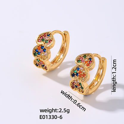 1 Pair Vintage Style Simple Style Heart Shape Plating Inlay Copper Zircon White Gold Plated Gold Plated Earrings