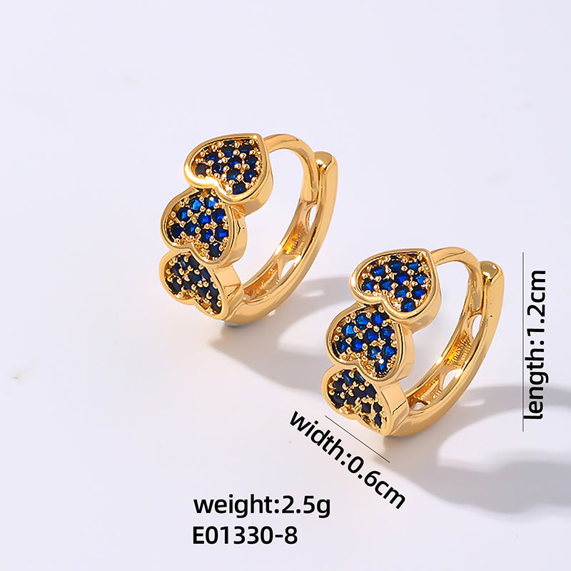 1 Pair Vintage Style Simple Style Heart Shape Plating Inlay Copper Zircon White Gold Plated Gold Plated Earrings