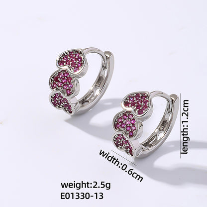 1 Pair Vintage Style Simple Style Heart Shape Plating Inlay Copper Zircon White Gold Plated Gold Plated Earrings