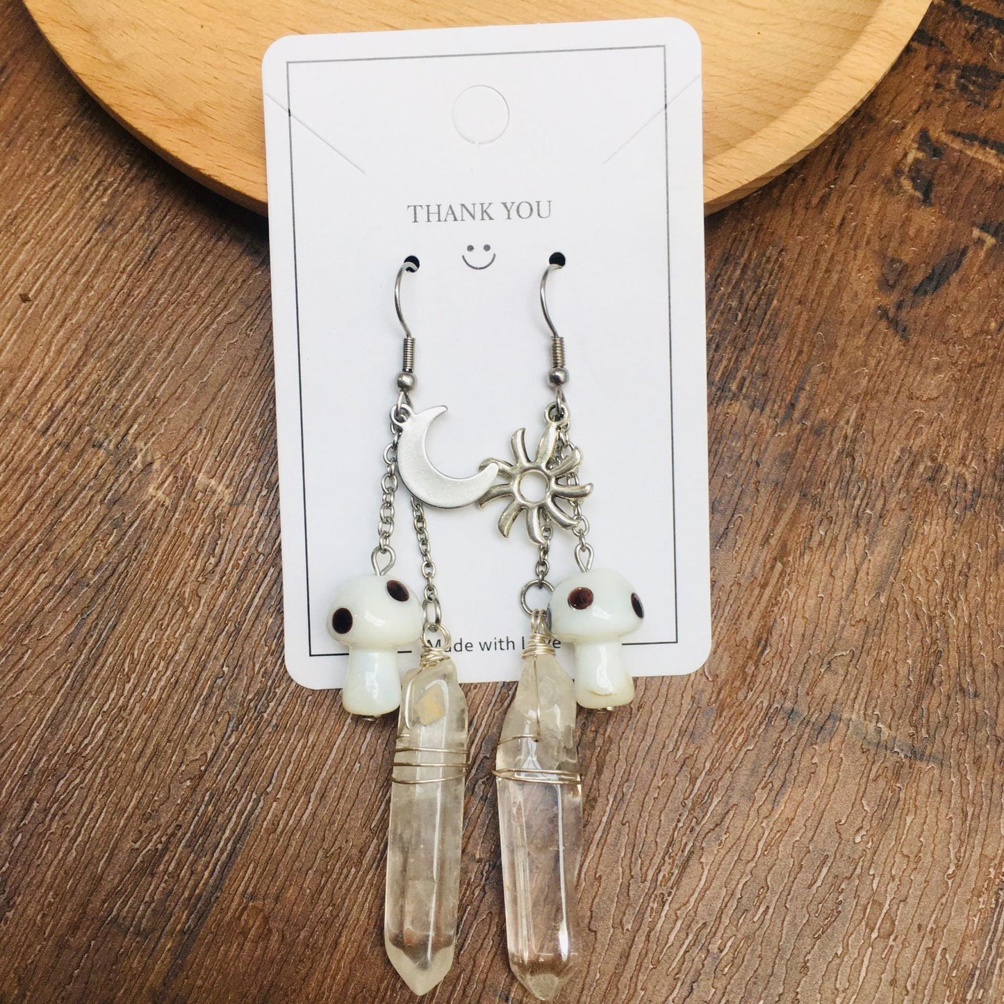 1 Pair Casual Mushroom Crystal Drop Earrings