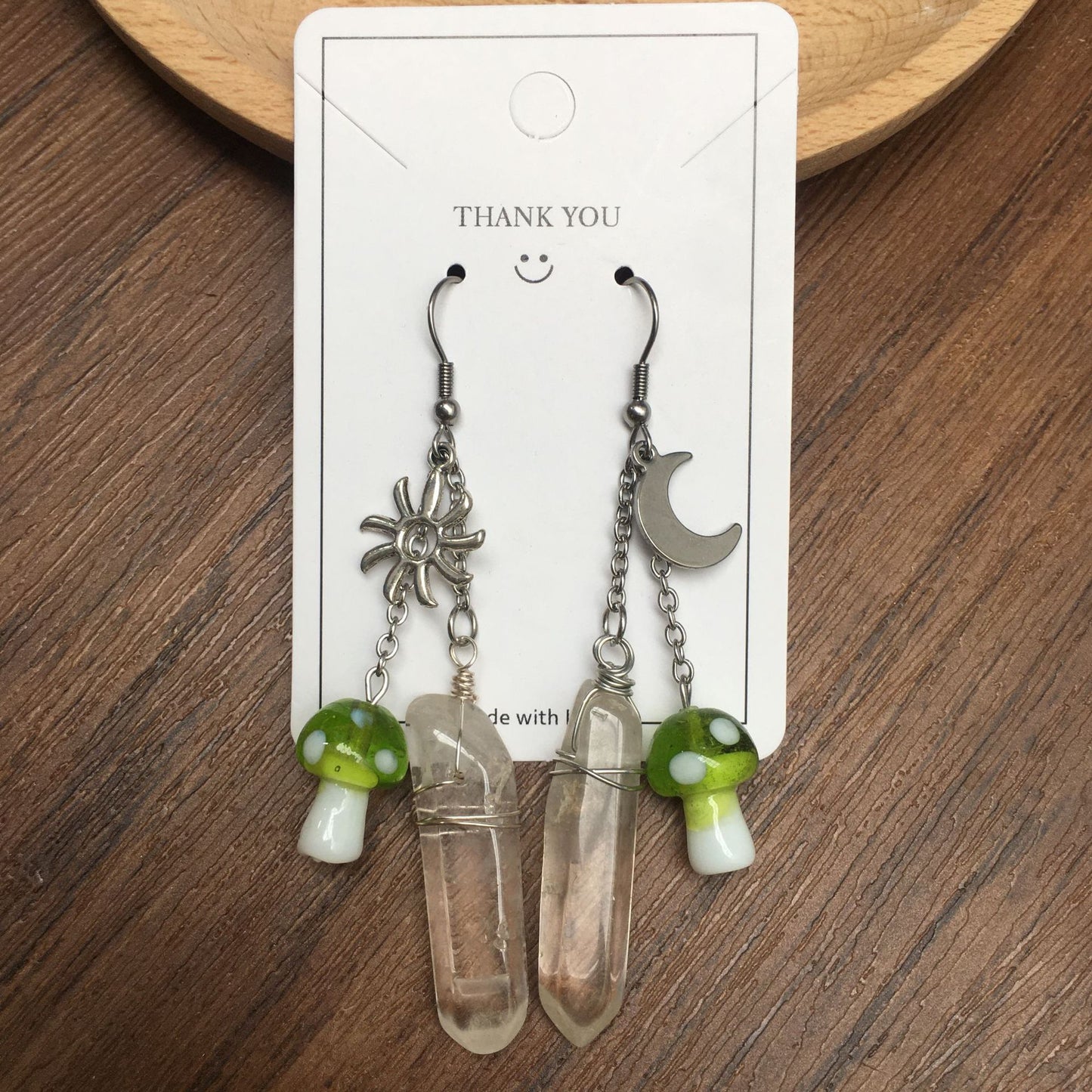 1 Pair Casual Mushroom Crystal Drop Earrings