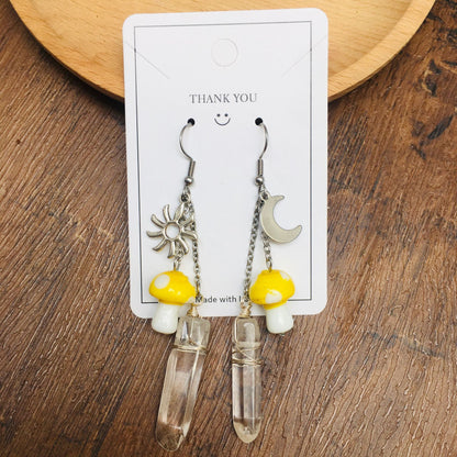 1 Pair Casual Mushroom Crystal Drop Earrings