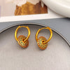 1 Pair Retro Square Inlay Brass Zircon Drop Earrings