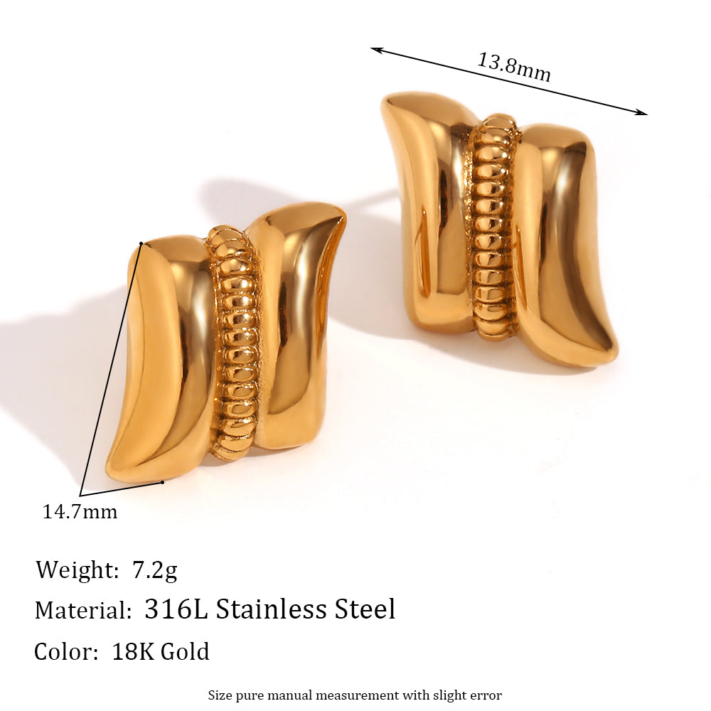 1 Pair Vintage Style Simple Style Classic Style Irregular Plating Stainless Steel 18k Gold Plated Ear Studs