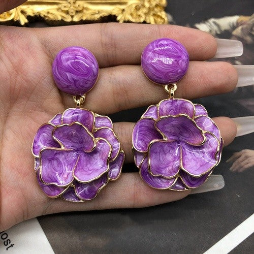 1 Pair Simple Style Flower Plating Alloy Drop Earrings