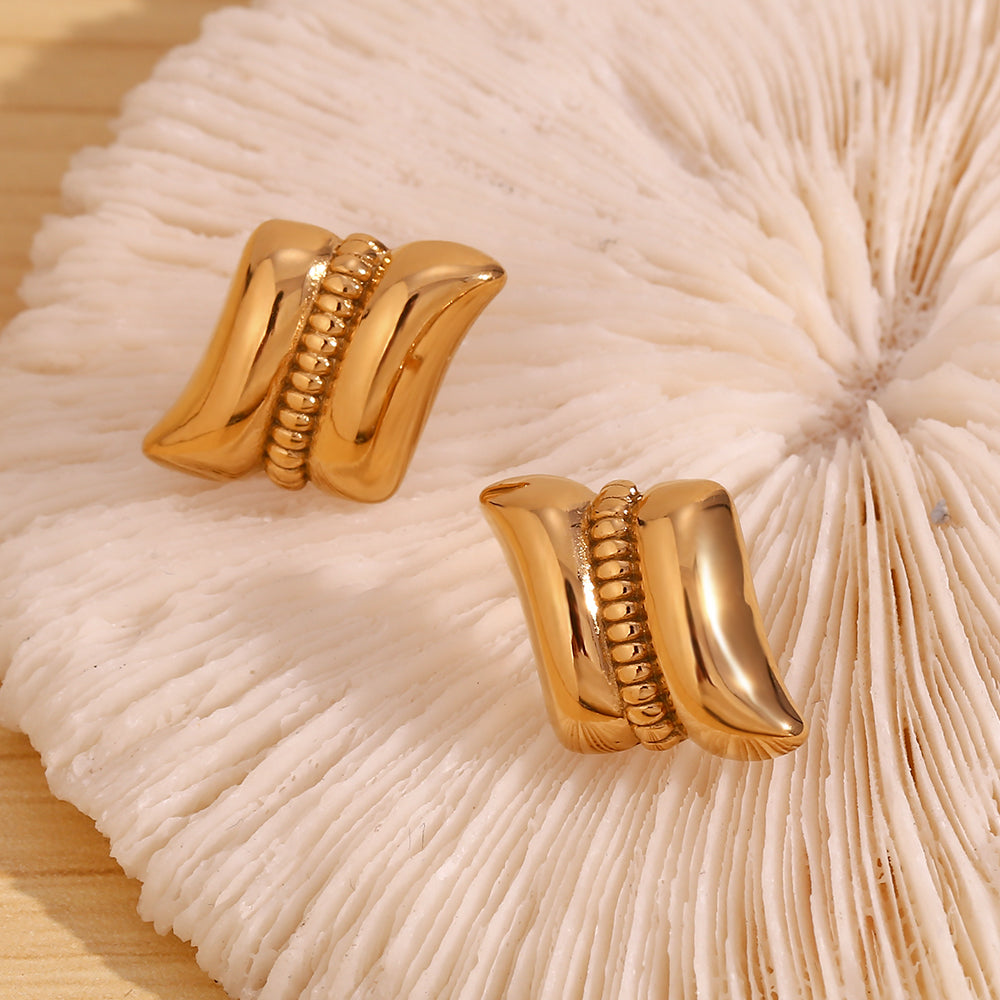 1 Pair Vintage Style Simple Style Classic Style Irregular Plating Stainless Steel 18k Gold Plated Ear Studs