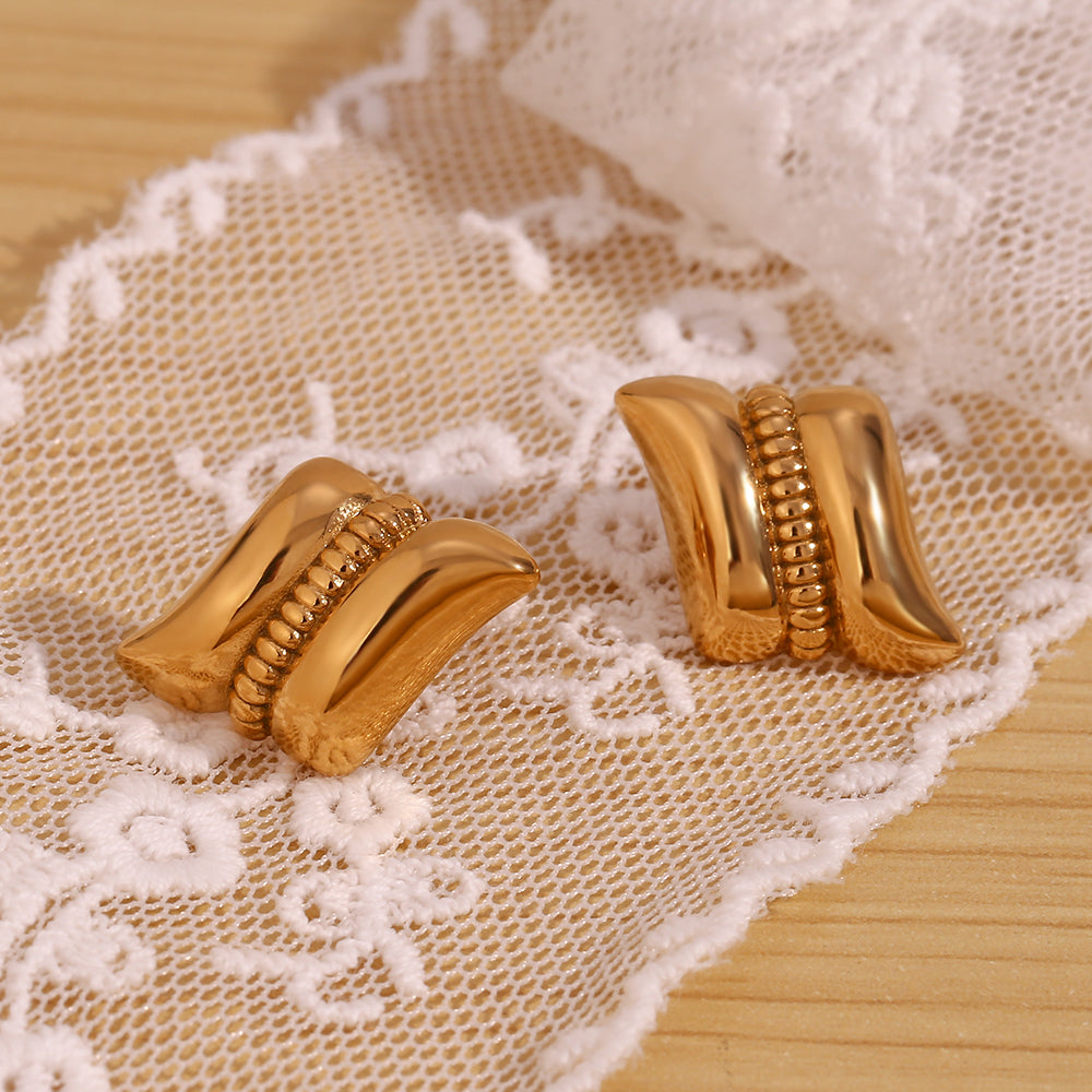 1 Pair Vintage Style Simple Style Classic Style Irregular Plating Stainless Steel 18k Gold Plated Ear Studs