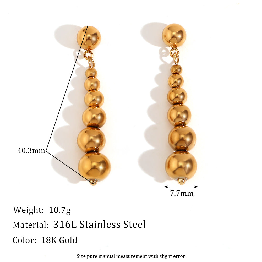 1 Pair Simple Style Solid Color Plating Stainless Steel 18k Gold Plated Drop Earrings