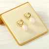 1 Pair Simple Style Irregular Round Plating Inlay Freshwater Pearl Copper Pearl Zircon 18k Gold Plated Drop Earrings