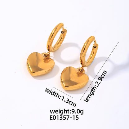 1 Pair Hip-hop Vintage Style Heart Shape Polishing Plating Titanium Steel Gold Plated Silver Plated Drop Earrings