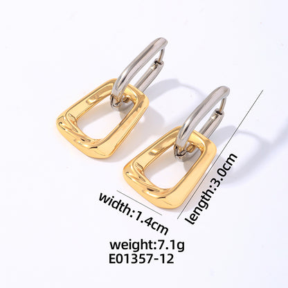 1 Pair Elegant Hip-hop Vintage Style Geometric Oval Polishing Plating Titanium Steel Gold Plated Silver Plated Drop Earrings