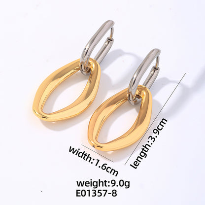 1 Pair Elegant Hip-hop Vintage Style Geometric Oval Polishing Plating Titanium Steel Gold Plated Silver Plated Drop Earrings