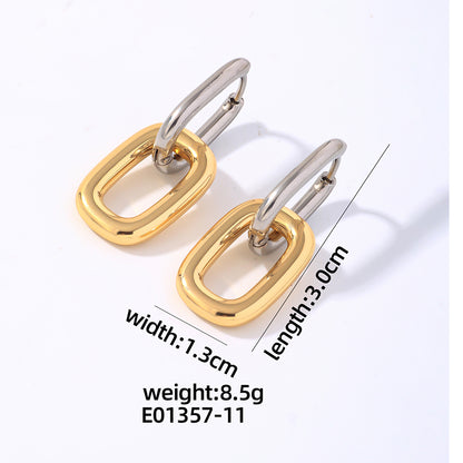 1 Pair Elegant Hip-hop Vintage Style Geometric Oval Polishing Plating Titanium Steel Gold Plated Silver Plated Drop Earrings