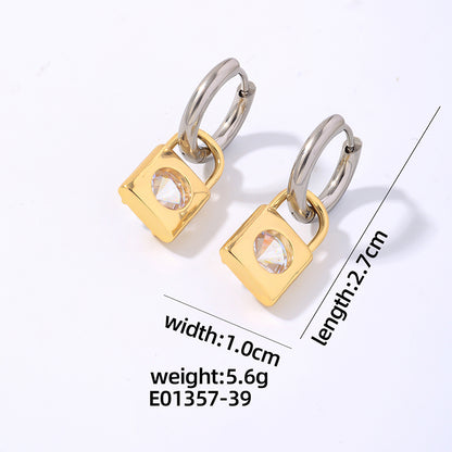 1 Pair Ig Style Vintage Style Flower Butterfly Lock Polishing Plating Inlay Titanium Steel Zircon Gold Plated Silver Plated Drop Earrings