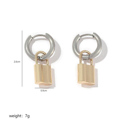 1 Pair Ig Style Simple Style Lock Polishing Plating Stainless Steel 18k Gold Plated Drop Earrings