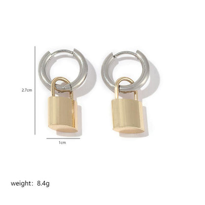 1 Pair Ig Style Simple Style Lock Polishing Plating Stainless Steel 18k Gold Plated Drop Earrings