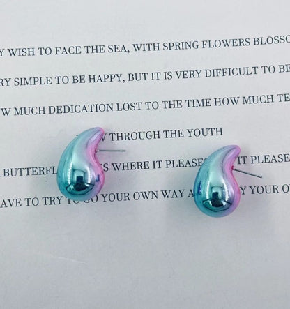 1 Pair Simple Style Water Droplets Gradient Color Stoving Varnish Arylic Ear Studs