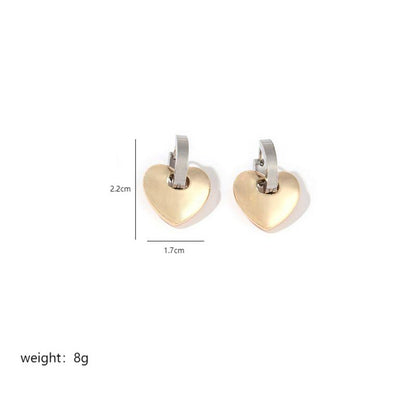 1 Pair Elegant Geometric Heart Shape Polishing Plating Stainless Steel 18k Gold Plated Earrings