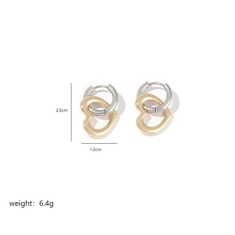 1 Pair Elegant Geometric Heart Shape Polishing Plating Stainless Steel 18k Gold Plated Earrings