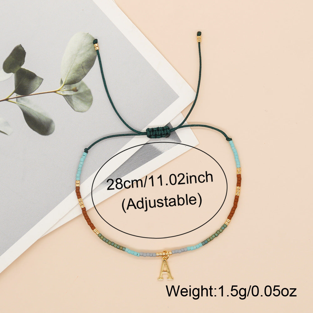 Simple Style Letter Glass Handmade Couple Bracelets