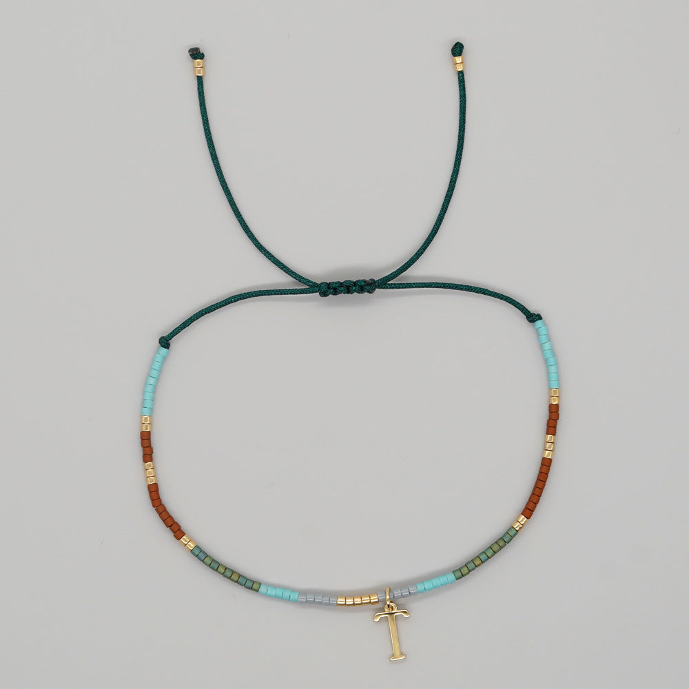 Simple Style Letter Glass Handmade Couple Bracelets
