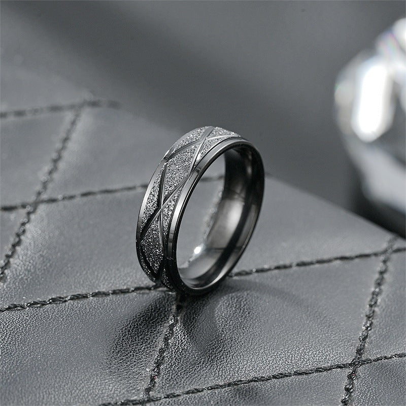 Simple Style Round Rhombus Titanium Steel Criss Cross Plating 18k Gold Plated Wide Band Rings