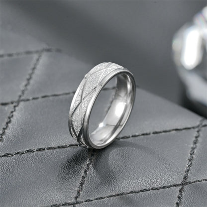 Simple Style Round Rhombus Titanium Steel Criss Cross Plating 18k Gold Plated Wide Band Rings