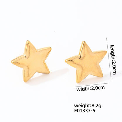 1 Pair Ig Style Simple Style Pentagram Polishing Plating Titanium Steel Gold Plated Silver Plated Ear Studs