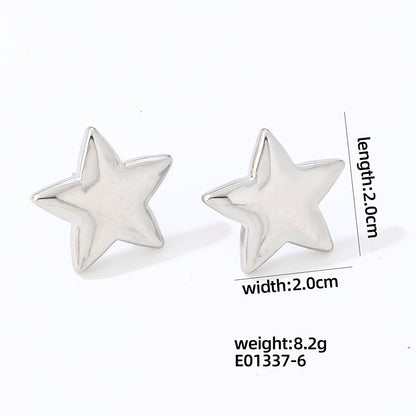 1 Pair Ig Style Simple Style Pentagram Polishing Plating Titanium Steel Gold Plated Silver Plated Ear Studs