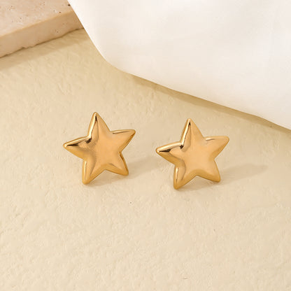 1 Pair Ig Style Simple Style Pentagram Polishing Plating Titanium Steel Gold Plated Silver Plated Ear Studs