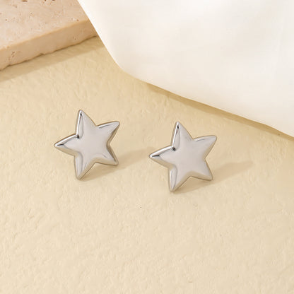 1 Pair Ig Style Simple Style Pentagram Polishing Plating Titanium Steel Gold Plated Silver Plated Ear Studs